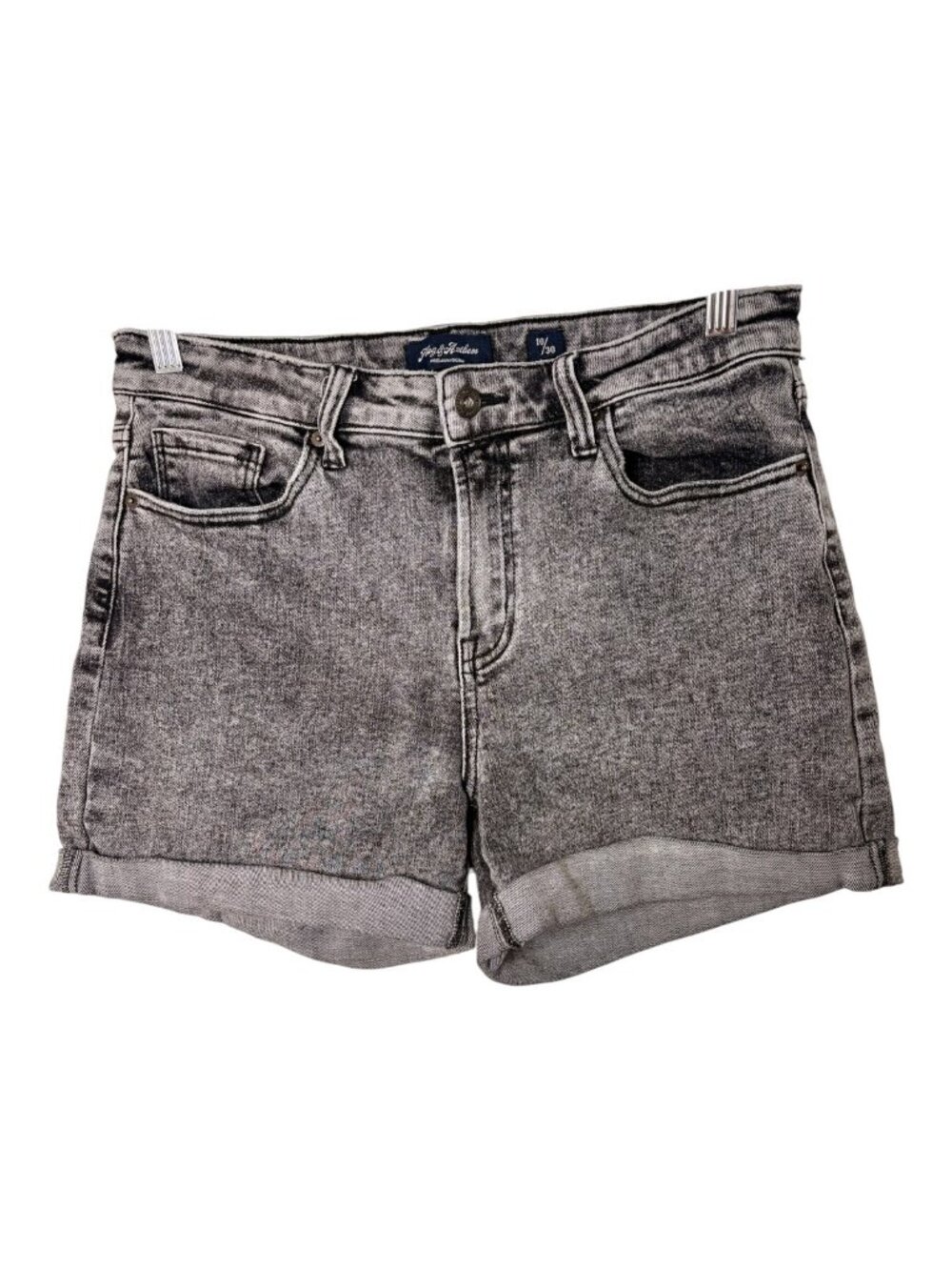 Flag & Anthem Gray Acid Wash High Rise Cuffed Denim Shorts 4 Inseam Size 10/30